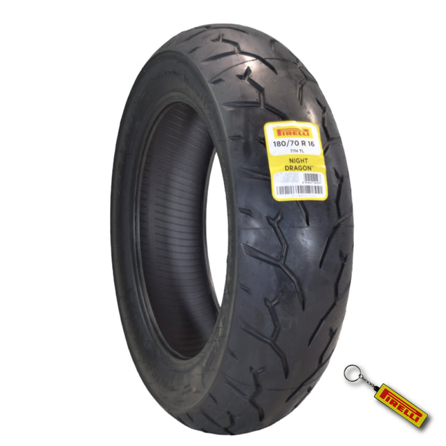 Pirelli Night Dragon 180/70R16 M/C 77H TL Cruiser Motorcycle Rear Tire - Superior Traction & Handling for High-Performance Cruisers w/ Keychain