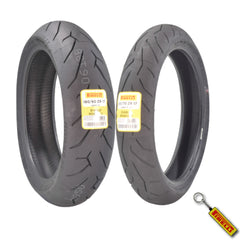 Pirelli Diablo Rosso II Tire Set w/ Keychain: 120/70ZR17 Front & 160/60ZR17 Rear