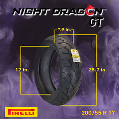 Pirelli Night Dragon GT 200/55R17 M/C 78V Cruiser Motorcycle Rear Tire w/ Keychain