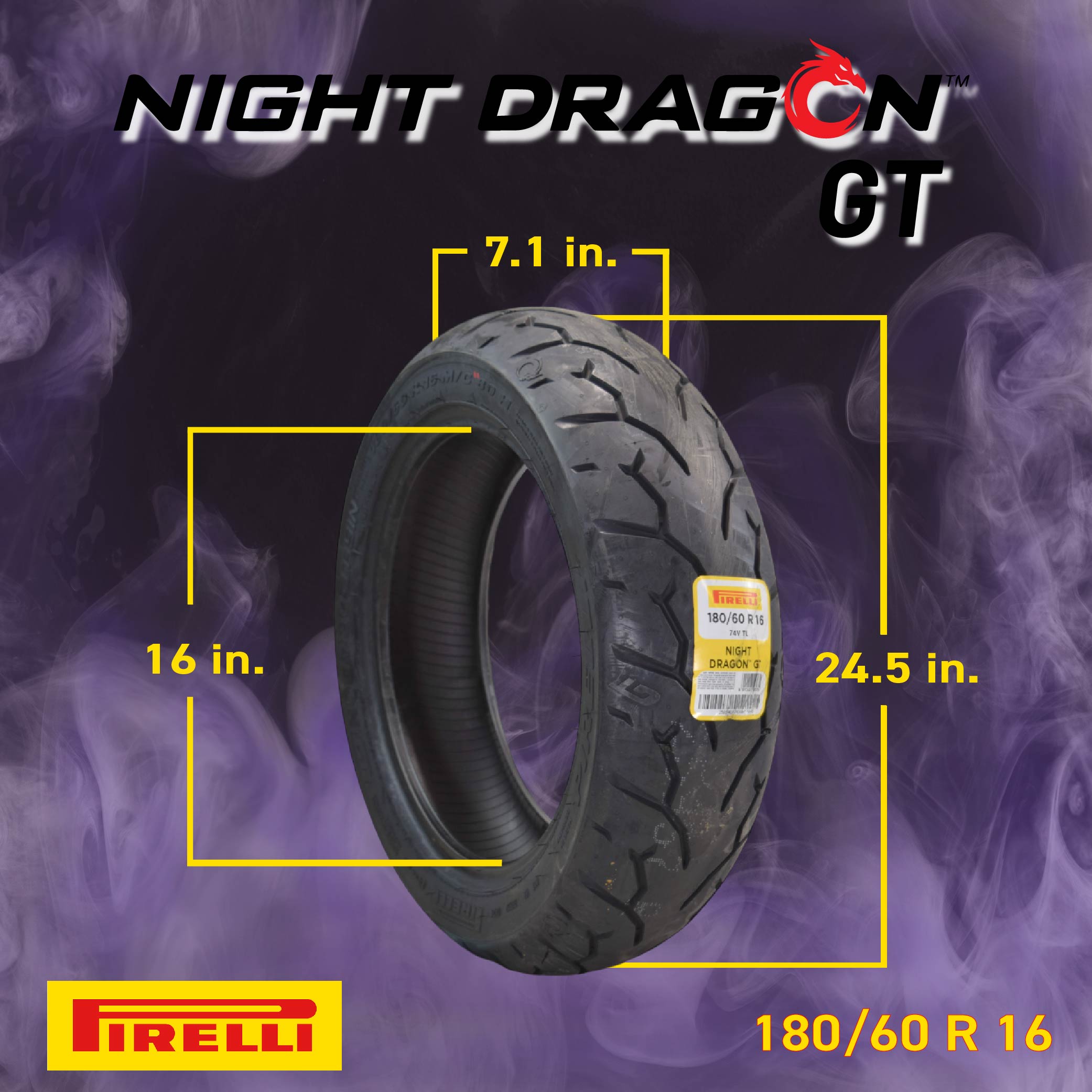 Pirelli Night Dragon GT 180/60R16 M/C 80H REINFTL Motorcycle Rear Tire w/ Keychain