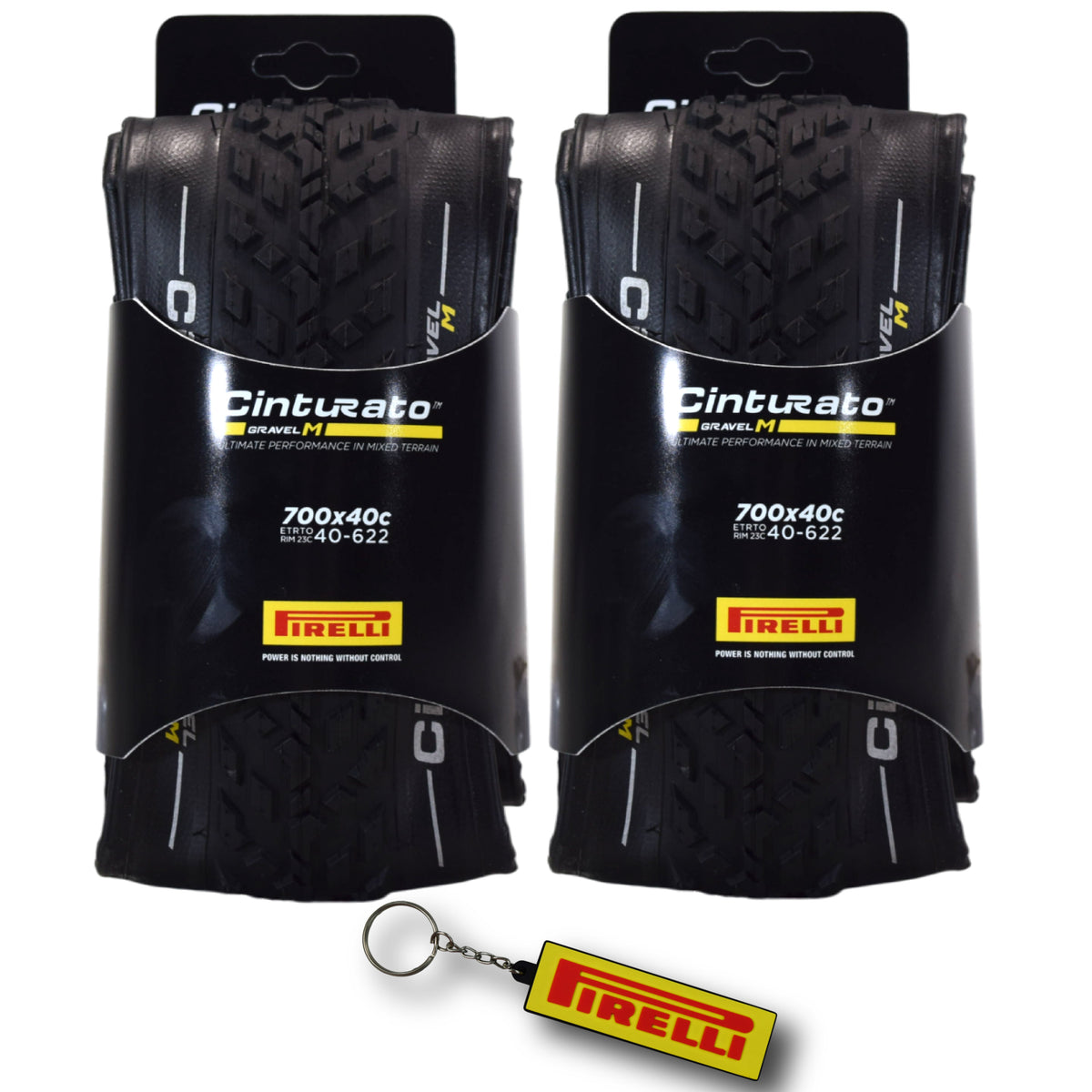 Pirelli Cinturato Gravel M TLR 40-622 (700 x 40c) Race Bicycle Tire - SpeedGrip Compound, Clincher Type, Tubeless Ready Bike Tire with Keychain 700x40c (2 Pack)