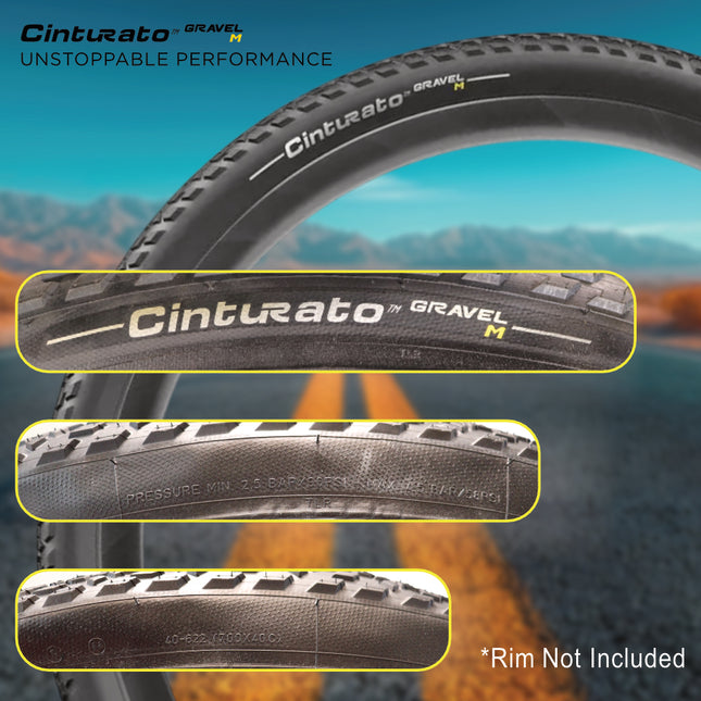 Pirelli Cinturato Gravel M TLR 40-622 (700 x 40c) Race Bicycle Tire - SpeedGrip Compound, Clincher Type, Tubeless Ready Bike Tire with Keychain 700x40c (2 Pack)