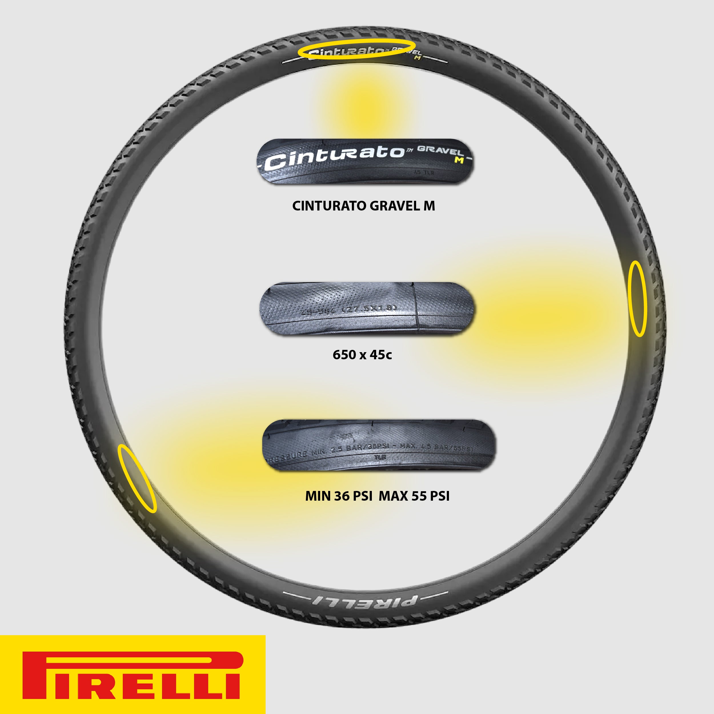 Pirelli Cinturato Gravel M 45-584 (650 x 45c) Gravel Bicycle Tire (1 Tire)