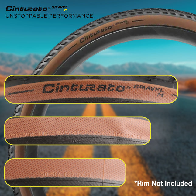 Pirelli Cinturato Gravel M TLR Classic 50-584 (650 x 50c) Road Bicycle Tire - SpeedGrip Compound, Clincher Type, Tubeless Ready Bike Tire 650x50c