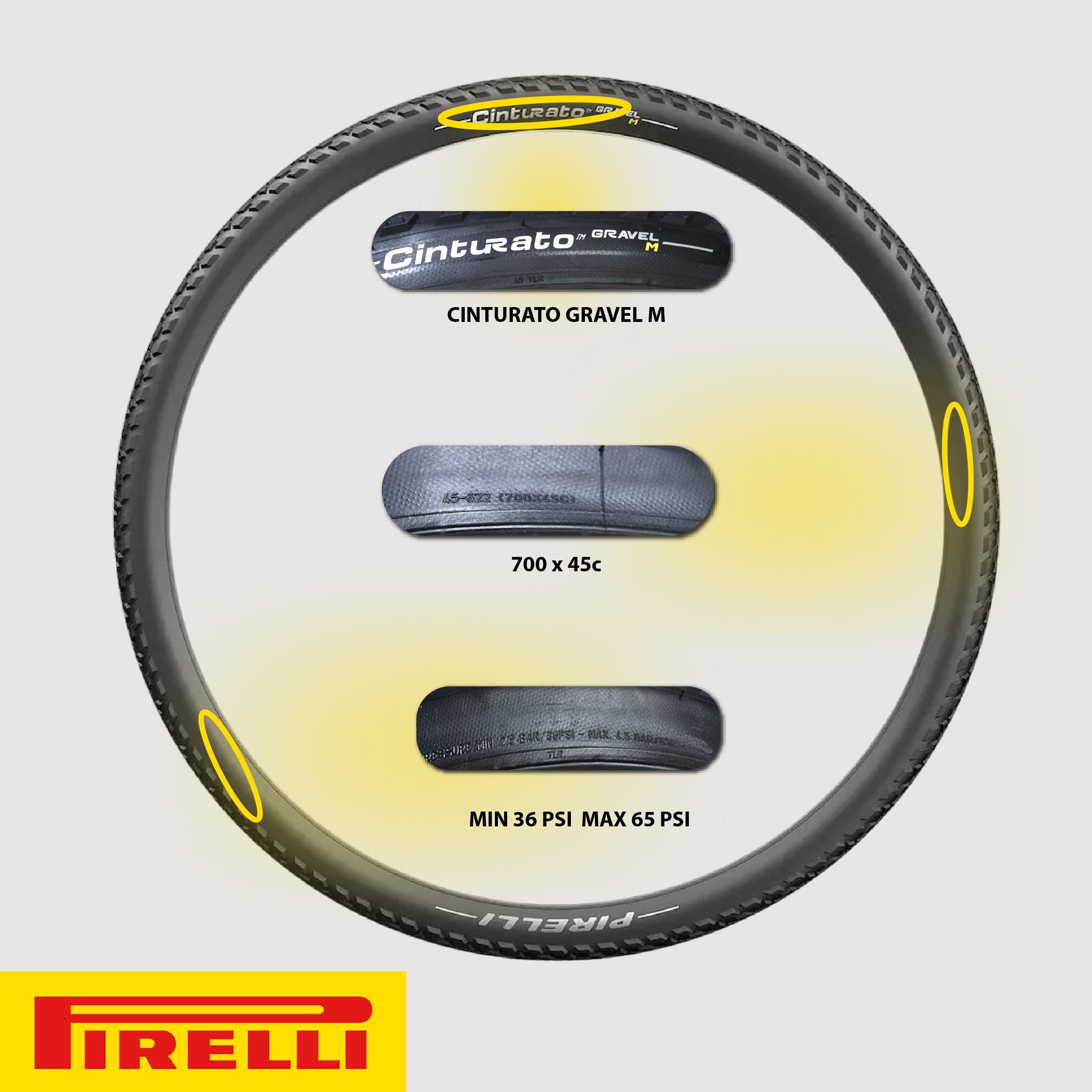 Pirelli Cinturato Gravel M TLR 45-622 (700 x 45c) Road Bicycle Tire - SpeedGrip Compound, Clincher Type, Tubeless Ready Bike Tire 700x45c
