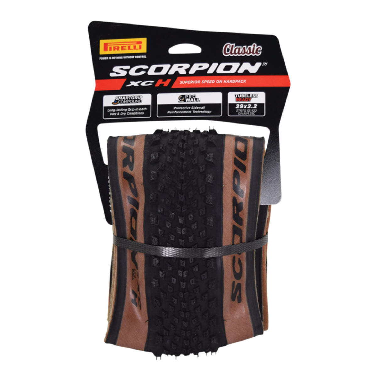 Pirelli Scorpion XC H Classic Tan 55-622 (29x 2.2) MTB Bicycle Tire  - Designed for Hardpacked Courses, 60TPI and ProWall Casing- Mountain Bike Tire w/Keychain (2 Pk)