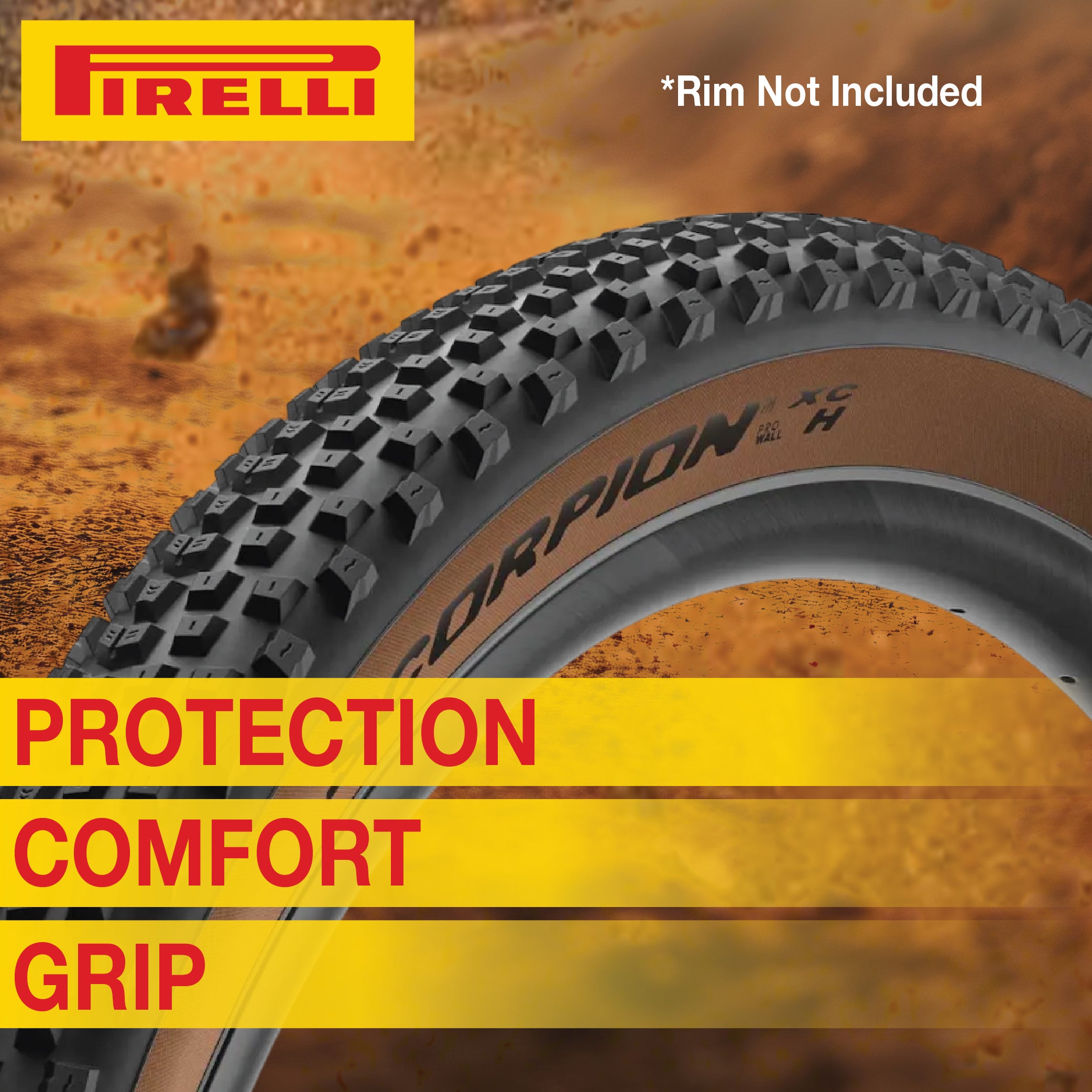 Pirelli Scorpion XC H Classic Tan 55-622 (29x 2.2) MTB Bicycle Tire  - Designed for Hardpacked Courses, 60TPI and ProWall Casing- Mountain Bike Tire w/Keychain (2 Pk)
