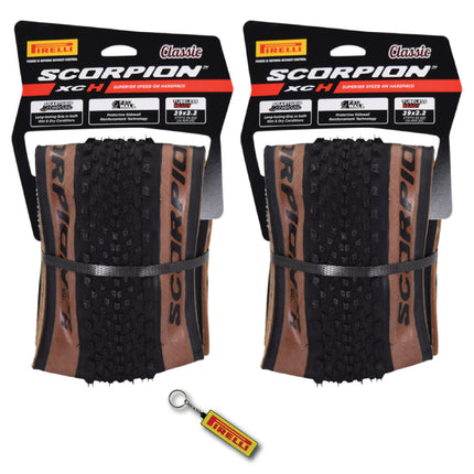Pirelli Scorpion Trail M Yellow Label 60-622 (29x 2.4) MTB Bicycle Tire  - Designed for Trail Riding with Varying Terrain, 60TPI and ProWall Casing- Trail Bike Tire w/Keychain (2 Pk)