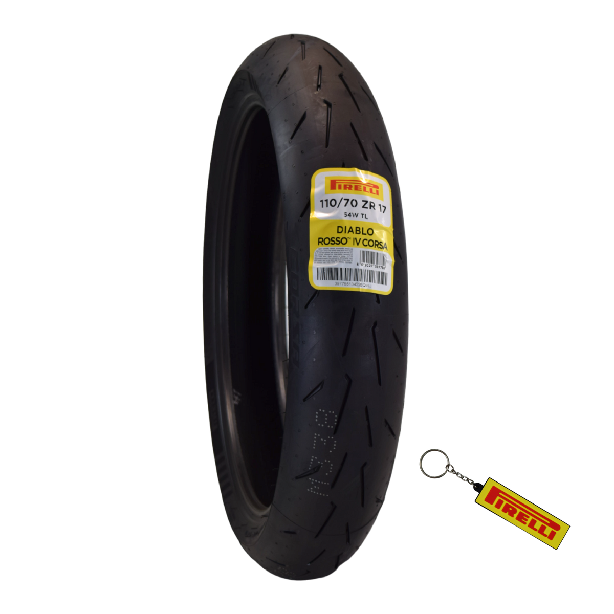 Pirelli Diablo Rosso IV 110/70-17 54W Front Motorcycle Tire - High Performance, Durable, & Reliable Tire for Super Sport Bikes w/ Keychain