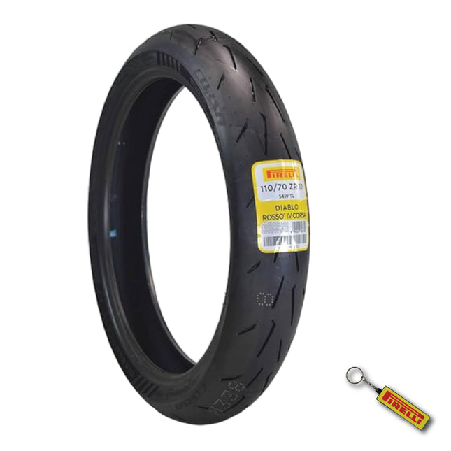 Pirelli Diablo Rosso IV 110/70-17 54W M/C Front Motorcycle Tire - High Performance, Durable, & Reliable Tire for Super Sport Bikes w/ Keychain