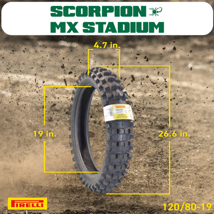 PIRELLI MID-SOFT STADIUM 80/100-21 M/C 51M MST & 120/80-19 NHS 63M with Keychain – Ideal for Soft and Intermediate Terrain -Premium Off-Road Performance Even in Extreme racing conditions!