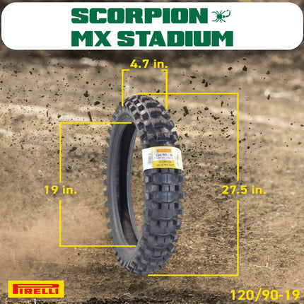 PIRELLI MID-SOFT STADIUM 80/100-21 M/C 51M MST & 120/90-19 NHS 66M with Keychain – Ideal for Soft and Intermediate Terrain -Premium Off-Road Performance Even in Extreme racing conditions!