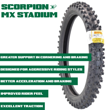 PIRELLI MID-SOFT STADIUM 80/100-21 M/C 51M MST Front Tire with Keychain – Ideal for Soft and Intermediate Terrain -Premium Off-Road Performance Even in Extreme racing conditions!