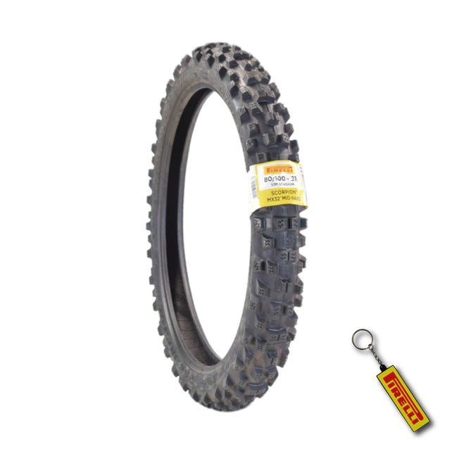 PIRELLI MID-HARD STADIUM 80/100-21 M/C 51M MST Front Tire with Keychain – Superior Off-Road Performance and Durability for Hard Terrain Riding – Ideal for Competitive and Recreational Dirt Bikes!