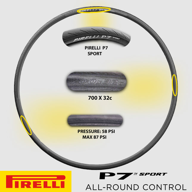 Pirelli P7 Sport 32-622 (700x32c) Road Bike Tire -  All-Round Performance - Durable Everyday Tire - 60tpi TechBELT Casing & PRO Compound for Control, Comfort & Handling