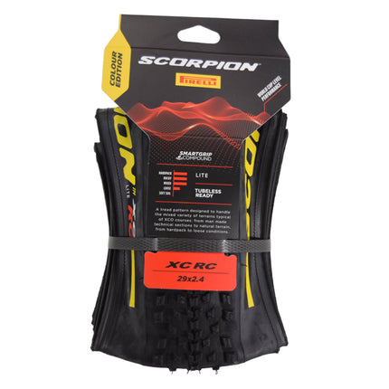 Pirelli Scorpion XC RC LITE Yellow Label 60-622 (29x 2.4) MTB Bicycle Tire  - Designed for Demanding Natural, Hardpacked, & Loose Courses, 120TPI and LITE MTB Casing- Mountain Bike Tire