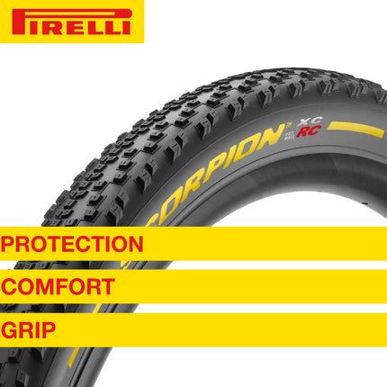 Pirelli Scorpion XC RC LITE Yellow Label 60-622 (29x 2.4) MTB Bicycle Tire  - Designed for Demanding Natural, Hardpacked, & Loose Courses, 120TPI and LITE MTB Casing- Mountain Bike Tire