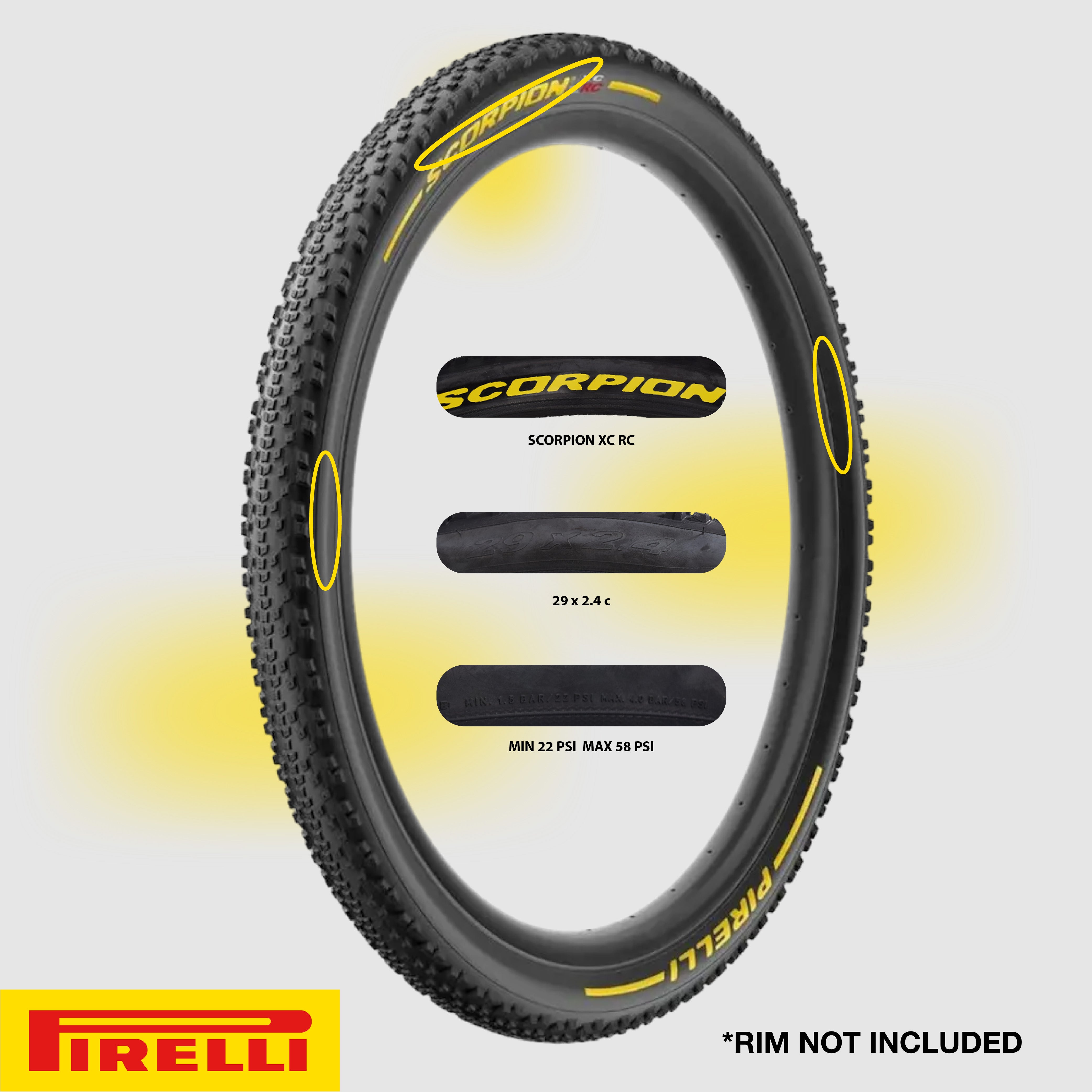 Pirelli SCORPION™ XC RC Color (29 x 2.4)  Peak Performance for Demanding XC Racing SmartGRIP Compound ProWALL Technology Versatile Tread Design