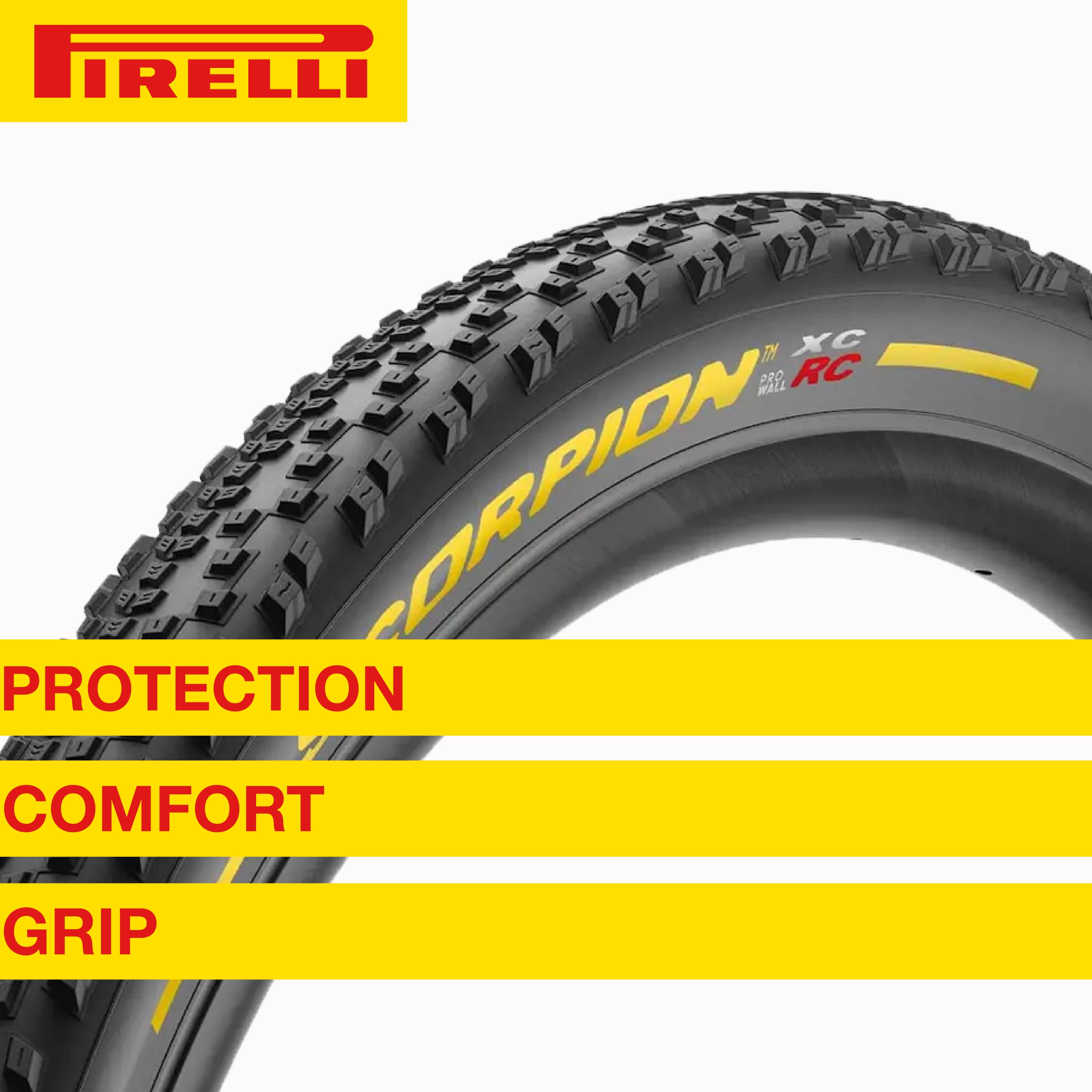 Pirelli Scorpion XC RC Yellow Color 55-622 (29 x 2.4) MTB Bicycle Tire - Designed for Peak XC Racing Performance, SmartGRIP Compound, ProWALL Technology, 120 TPI - Mountain Bike Tire w/Keychain (2 Pk)