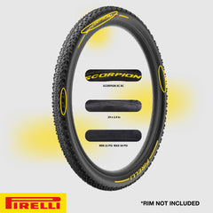 Pirelli Scorpion XC RC Yellow Color 55-622 (29 x 2.4) MTB Bicycle Tire - Designed for Peak XC Racing Performance, SmartGRIP Compound, ProWALL Technology, 120 TPI - Mountain Bike Tire w/Keychain (2 Pk)