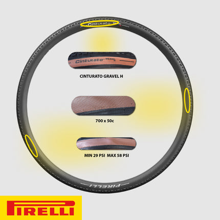 Pirelli Cinturato Gravel H TLR Classic 50-622 (700 x 50c) Road Bicycle Tire & 46/58-622 Presta Scorpion SmarTUBE - SpeedGrip Compound, Clincher Type, Tubeless Ready Bike Tire with Keychain