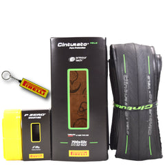 Pirelli Cinturato Velo TLR 32-622 (700 x 32c) Road Bicycle Tire & 23/32-622 Presta P ZERO SmarTUBE - Armour Tech, Clincher Type, Tubeless Ready Bike Tire with Keychain 700x32c