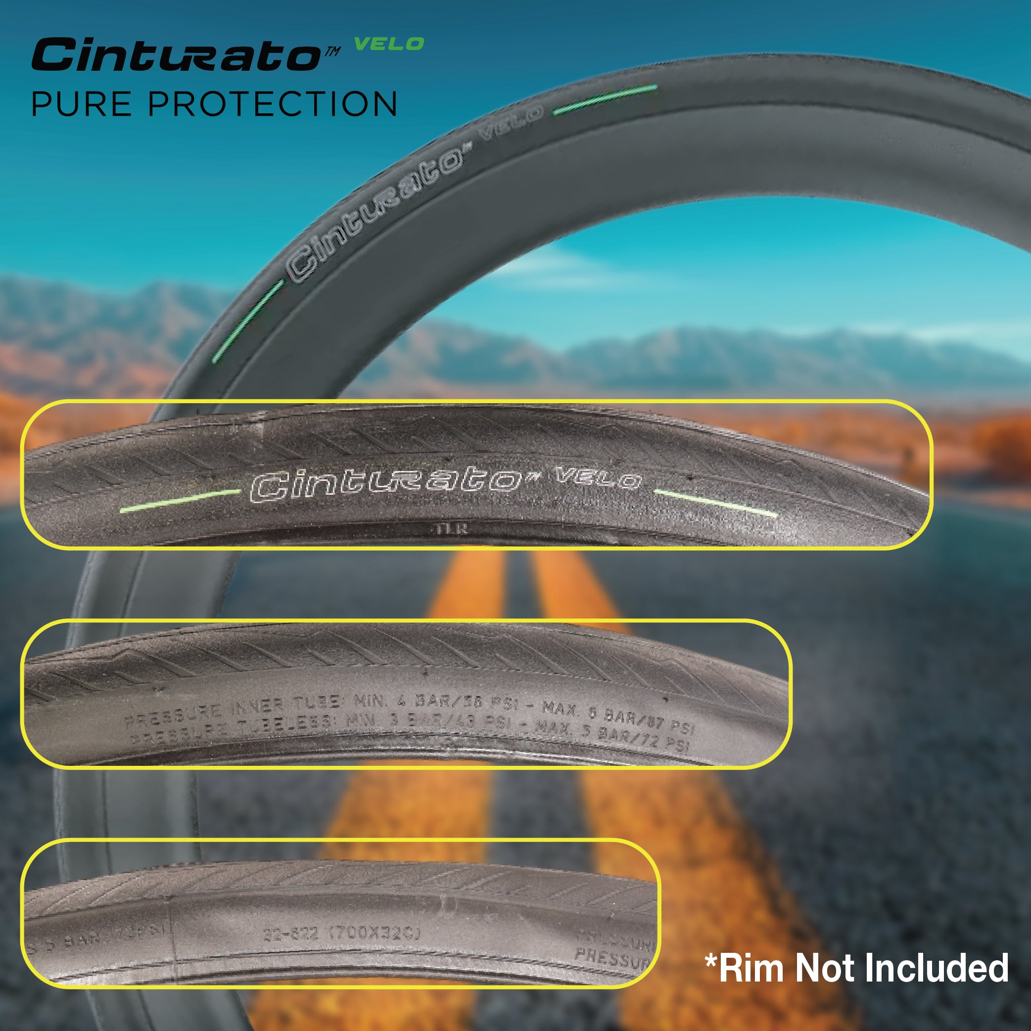 Pirelli Cinturato Velo TLR 32-622 (700 x 32c) Road Bicycle Tire & 23/32-622 Presta P ZERO SmarTUBE - Armour Tech, Clincher Type, Tubeless Ready Bike Tire with Keychain 700x32c