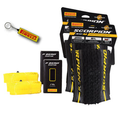 Pirelli Scorpion  XC M Yellow Label 55-622 (29x 2.2) MTB Bicycle Tire & SmarTUBE 23/32-622 Set- Designed for Hardpacked Courses, 60TPI and ProWall Casing- Mountain Bike Tire w/Keychain (2 Pk)