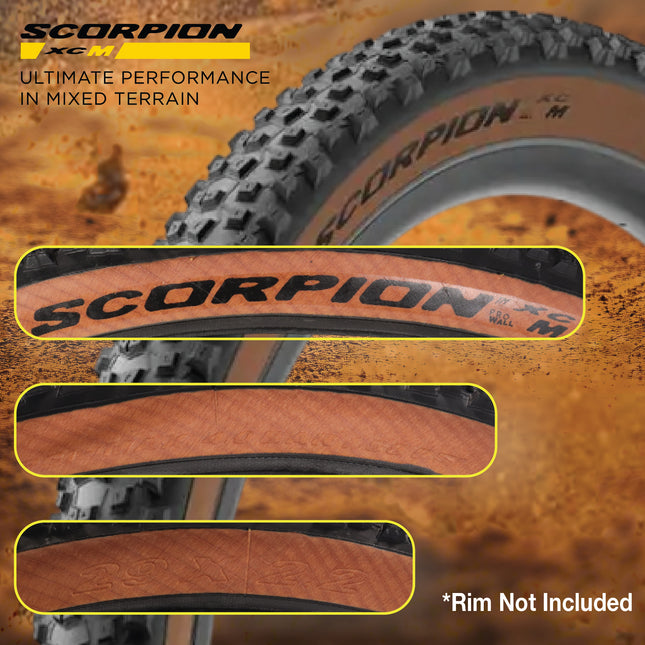 Pirelli Scorpion Trail M Yellow Label 60-622(29x 2.4) MTB Bicycle Tire & SmarTUBE 23/32-622 Set- Designed for Trail Riding with Varying Terrain, 60TPI - Trail Bike Tire w/Keychain