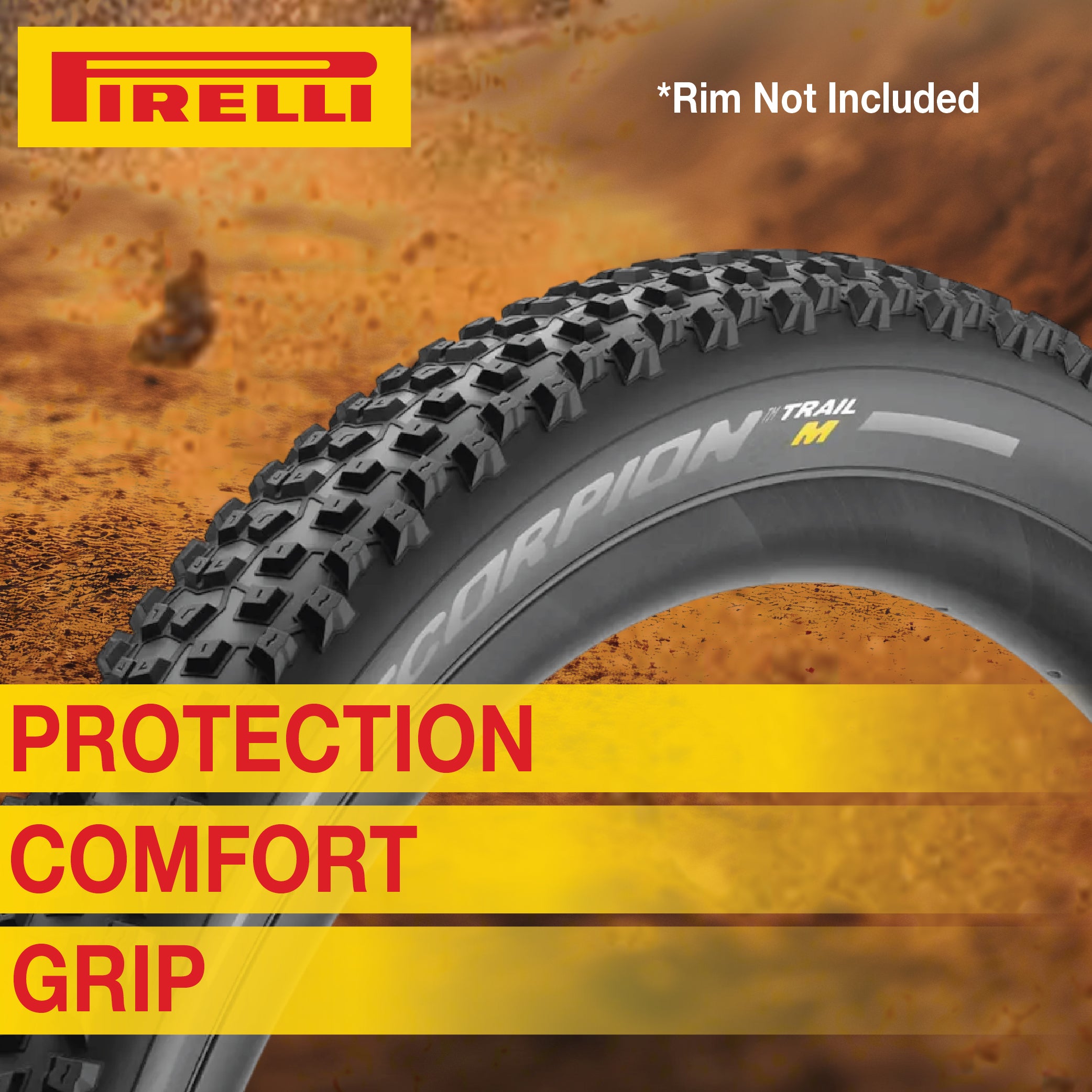 Pirelli Scorpion Trail M Yellow Label 60-622(29x 2.4) MTB Bicycle Tire & SmarTUBE 23/32-622 Set- Designed for Trail Riding with Varying Terrain, 60TPI - Trail Bike Tire w/Keychain(2 Pack)
