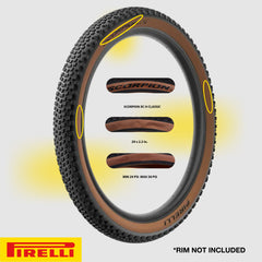 Pirelli Scorpion XC H Classic Tan 55-622 (29x 2.2) MTB Bicycle Tire & SmarTUBE 23/32-622 Set- Designed for Hardpacked Courses, 60TPI and ProWall Casing- Mountain Bike Tire w/Keychain