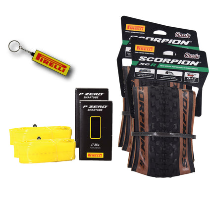 Pirelli Scorpion Race DH M Yellow 63-584 (27.5x 2.5) MTB Bicycle Tire  - Designed for Hardpacked Courses and Mixed Terrain, 60TPI and ProWall Casing- Mountain Bike Tire w/Keychain (2 Pk)