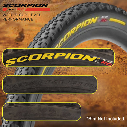 Pirelli Scorpion XC RC Yellow Label 55-622 (29x 2.2) MTB Bicycle Tire & SmarTUBE 23/32-622 Set- Designed for Demanding XC Courses, 120TPI and ProWall Casing- Mountain Bike Tire w/Keychain (2 Pk)