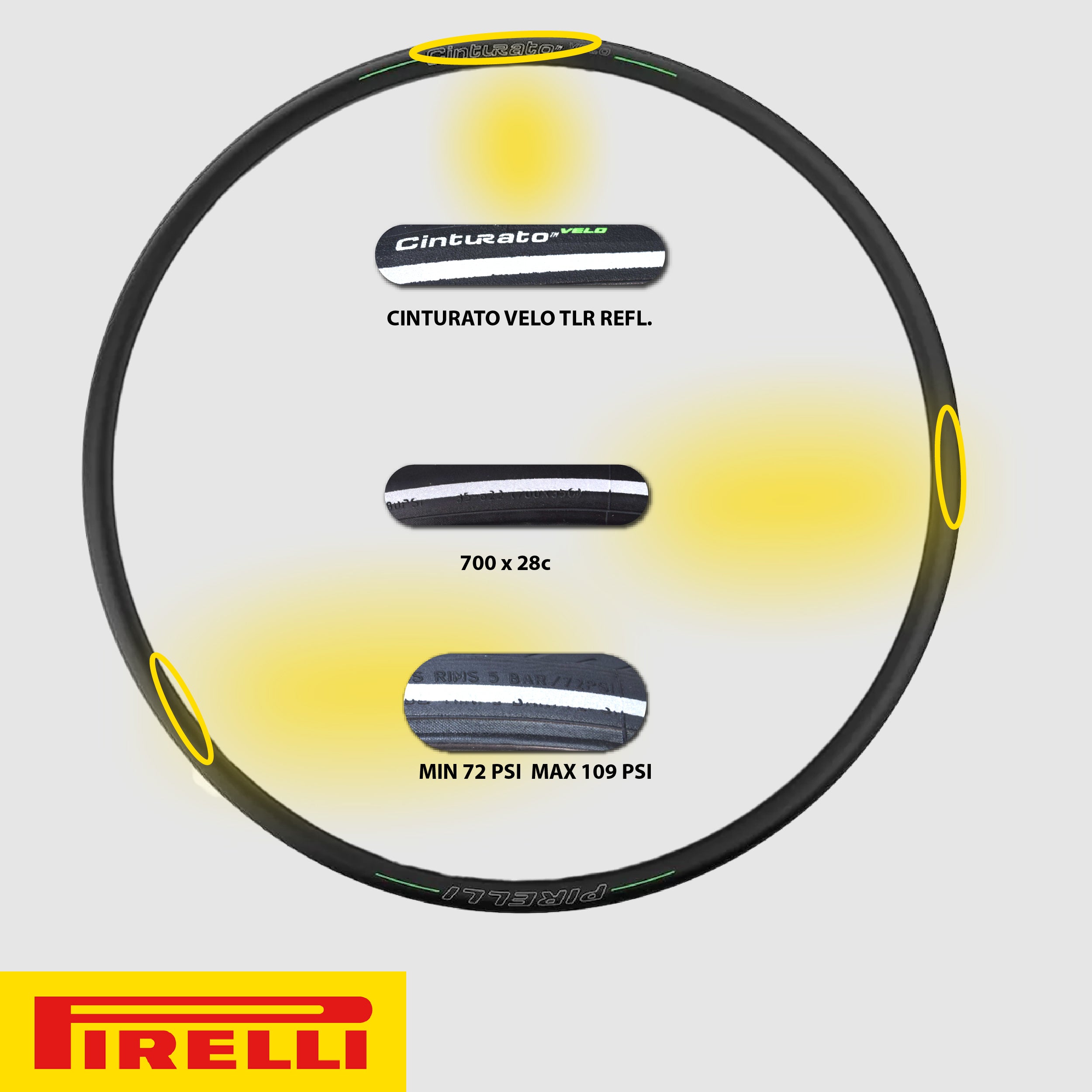 Pirelli Cinturato Velo TLR Classic 28-622 (700 x 28c) Road Bicycle Tire & 23/32-622 Presta P ZERO SmarTUBE - Armour Tech, Clincher Type, Tubeless Ready Bike Tire with Keychain 700x28c