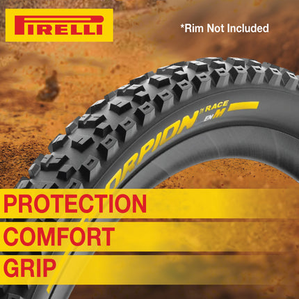 Pirelli Scorpion Race Enduro T Yellow Label 63-622 (29x 2.5) MTB Bicycle Tire & SmarTUBE 23/32-622 Set- Designed for Traction and Mixed Terrains, 120x2TPI - Mountain Bike Tire w/Keychain (2 Pk)