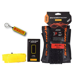 Pirelli Scorpion XC RC Orange Label 60-622 (29x 2.4) MTB Bicycle Tire & SmarTUBE 23/32-622 Set- Designed for Demanding XC Courses, 120TPI and ProWall Casing- Mountain Bike Tire w/Keychain