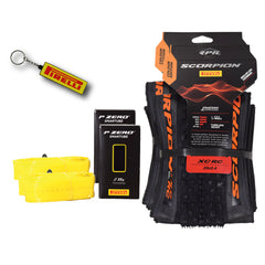 Pirelli Scorpion XC RC Orange Label 60-622 (29x 2.4) MTB Bicycle Tire & SmarTUBE 23/32-622 Set- Designed for Demanding XC Courses, 120TPI and ProWall Casing- Mountain Bike Tire w/Keychain (2 Pk)
