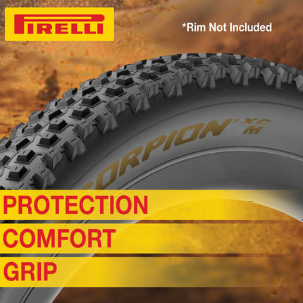 Pirelli Scorpion XC M Gold Label 60-622 (29x 2.4) MTB Bicycle Tire & SmarTUBE 23/32-622 Set- Designed for Hardpacked Courses and Mixed Terrains, 120TPI - Mountain Bike Tire w/Keychain (2 Pk)