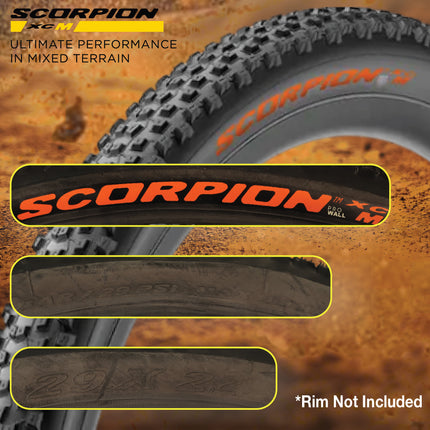 Pirelli Scorpion XC M Orange Label 60-622 (29x 2.4) MTB Bicycle Tire & SmarTUBE 23/32-622 Set- Designed for Hardpacked Courses and Mixed Terrains, 120TPI - Mountain Bike Tire w/Keychain (2 Pk)