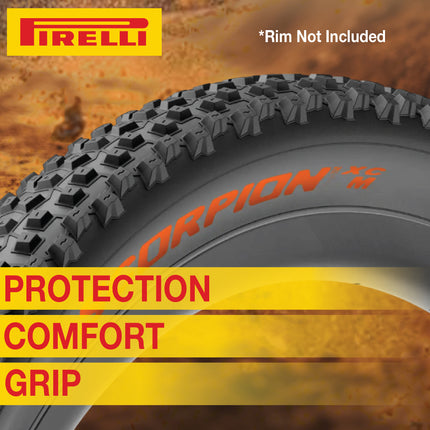 Pirelli Scorpion XC M Orange Label 60-622 (29x 2.4) MTB Bicycle Tire & SmarTUBE 23/32-622 Set- Designed for Hardpacked Courses and Mixed Terrains, 120TPI - Mountain Bike Tire w/Keychain (2 Pk)