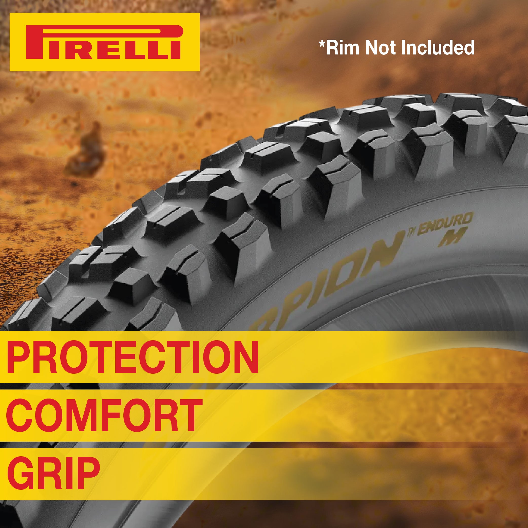 Pirelli Scorpion Enduro M Gold Color (29 x 2.6) Mountain Bicycle Tire & SmarTUBE 23/32-622 Tubeless Ready 60 TPI  All-Terrain for Enduro Trail & Aggressive XC Riding Mountain Bike w/Keychain (2 Pk)