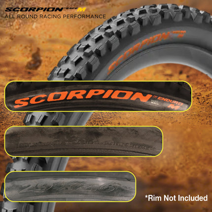 Pirelli Scorpion Enduro M Orange Color (29 x 2.6) Mountain Bicycle Tire & SmarTUBE 23/32-622 Tubeless Ready 60 TPI  All-Terrain for Enduro Trail & Aggressive XC Riding Mountain Bike w/Keychain