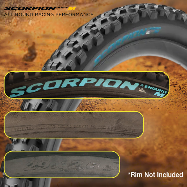 Pirelli Scorpion Enduro M Turchese Color (29 x 2.6) Mountain Bicycle Tire & SmarTUBE 23/32-622 Tubeless Ready 60 TPI  All-Terrain for Enduro Trail & Aggressive XC Riding Mountain Bike w/Keychain