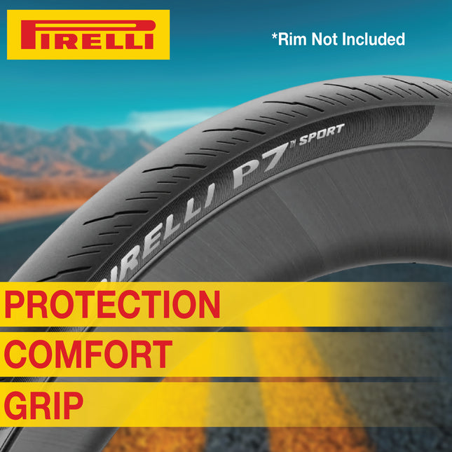 Pirelli P7 Sport 28-622 (700x28c) Road Bike Tire & SmarTUBE 23/32-622 700C Presta Tube Set -  All-Round Performance - 60tpi TechBELT Casing & PRO Compound for Comfort & Handling w/Keychain (2 Pk)