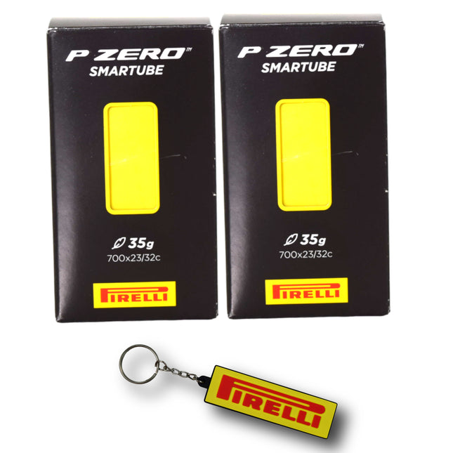 Pirelli P Zero SmarTUBE 23/32-622, Presta 60mm Valve - Ultimate Puncture Resistance, Low Weight, Road Bike Cycling Essentials - Bicycle Tire Tube w Keychain (2 Pk)