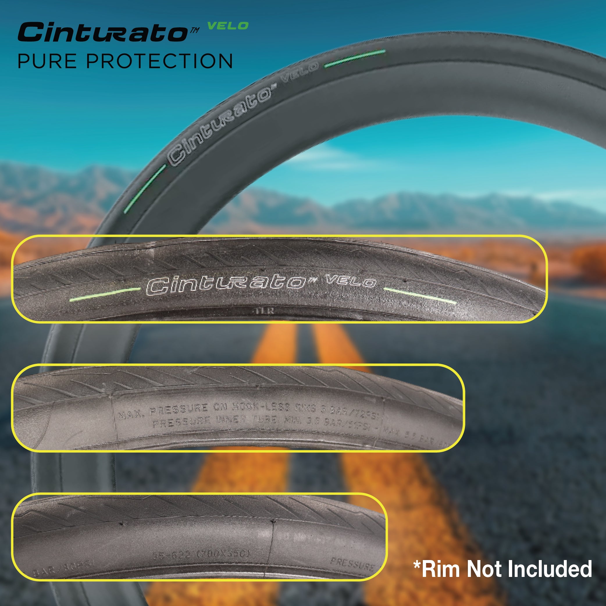 Pirelli Cinturato Velo TLR 35-622 (700 x 35c) Road Bicycle Tire & 33/45-622 Presta P ZERO SmarTUBE - Armour Tech, Clincher Type, Tubeless Ready Bike Tire with Keychain 700x35c