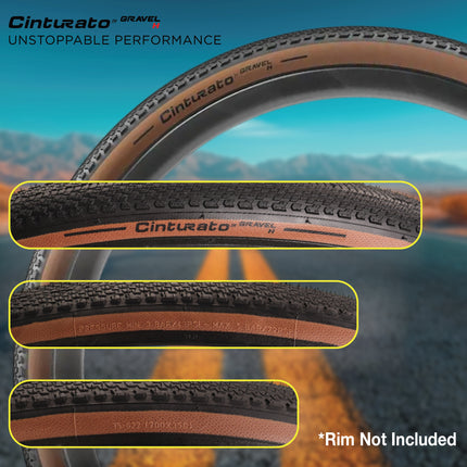 Pirelli Cinturato Gravel H TLR Classic 35-622 (700 x 35c) Road Bicycle Tire & 33/45-622 Presta Cinturato SmarTUBE - SpeedGrip Compound, Clincher Type, Tubeless Ready Bike Tire with Keychain