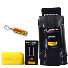 Pirelli Cinturato Gravel H TLR 40-622 (700 x 40c) Road Bicycle Tire & 33/45-622 Presta Cinturato SmarTUBE - SpeedGrip Compound, Clincher Type, Tubeless Ready Bike Tire with Keychain