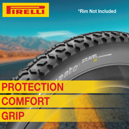 Pirelli Cinturato Gravel M TLR 45-584 (650 x 45c) Race Bicycle Tire & 33/45-584 Presta Cinturato SmarTUBE - SpeedGrip Compound, Clincher Type, Tubeless Ready Bike Tire with Keychain