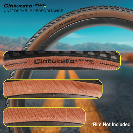 Pirelli Cinturato Gravel M TLR Classic 45-622 (700 x 45c) Road Bicycle Tire & 33/45-622 Presta Cinturato SmarTUBE - SpeedGrip Compound, Clincher Type, Tubeless Ready Bike Tire with Keychain